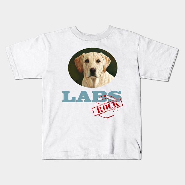 Yellow Labs Rock! Kids T-Shirt by Naves